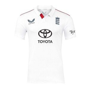 Castore Mens England Cricket Test 26 27 Logos Cricket Shirt / White